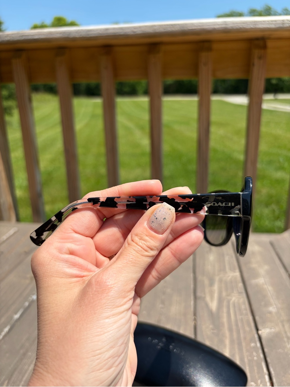 COACH OVERSIZED DESIGNER BLACK CRYSTAL MOSAIC SUNGLASSES 58-18-135 W/case - Picture 5 of 16